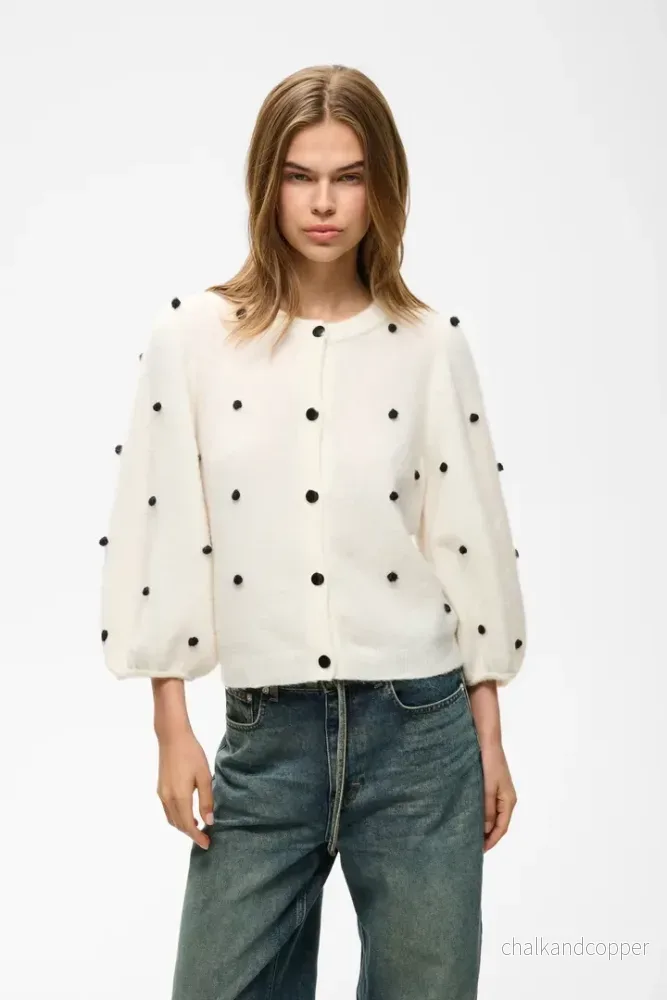 Alpha Dot Cardigan Ivory Gestuz