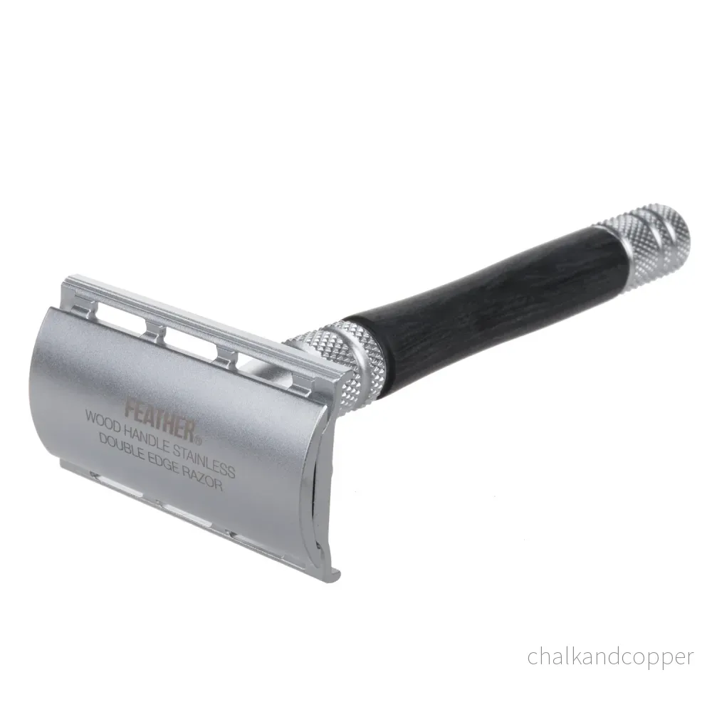 Shaver Feather WS-D2S Razor Blade Shaver Rostfritt Stål Metalldelar Träelement Stand - Bild 2