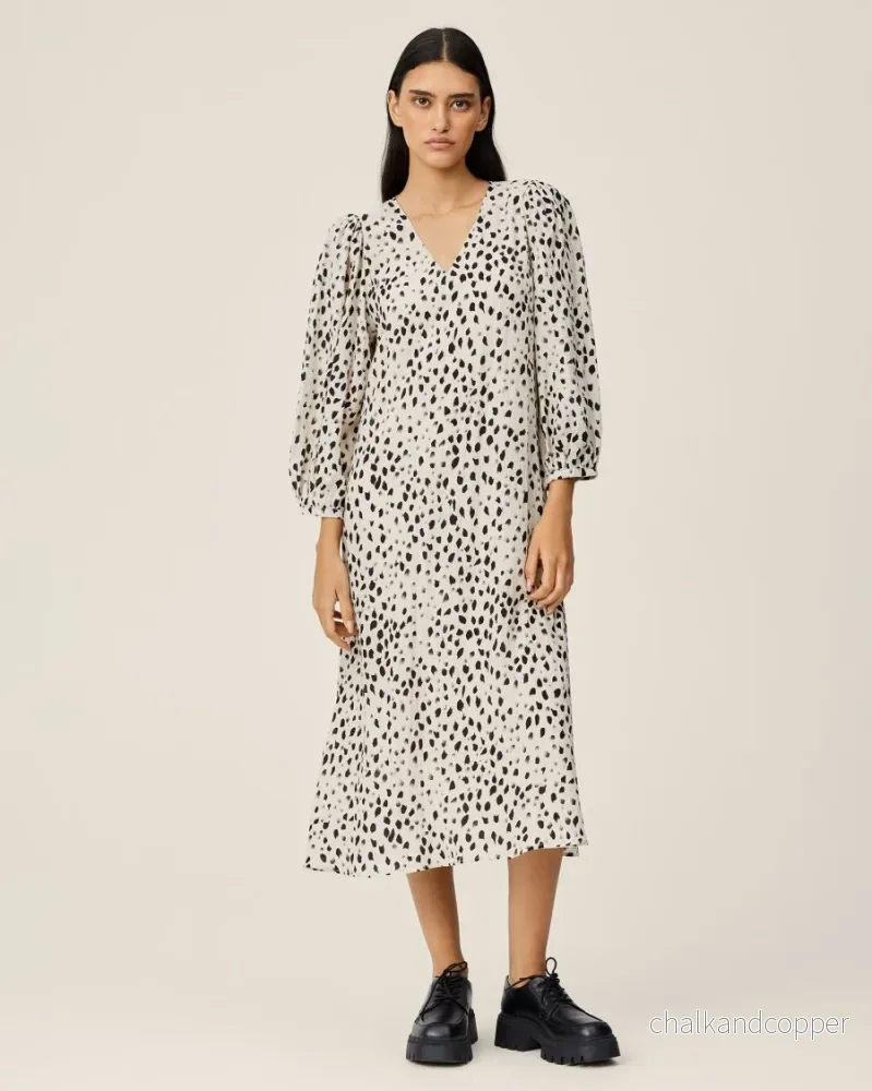 Angelina 3/4 Dress AOP Peyote Dot MSCH