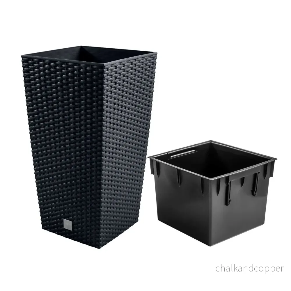 Hög kruka med tank, naturlig rottingeffekt Prosperplast Rato Square DRTS170-S433 - antracit - Bild 2