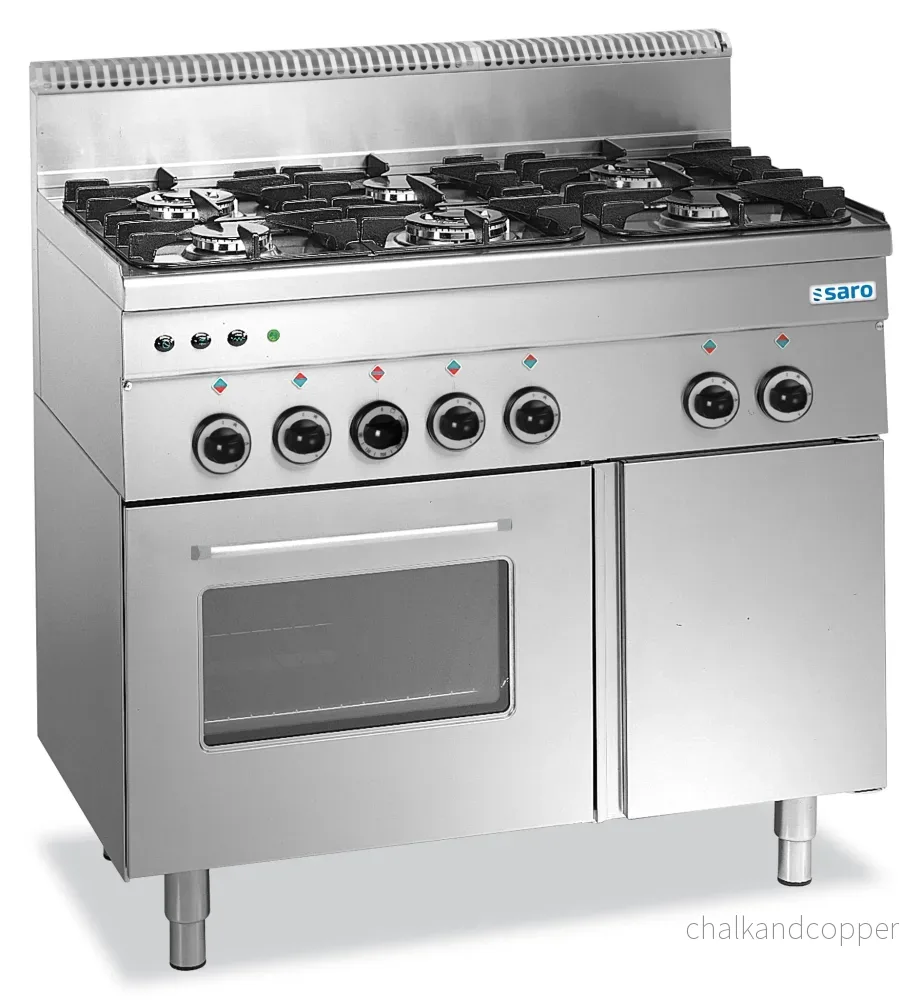 SARO gasspis med gasugn, 6 brännare, 600 Line modell G6SFA6