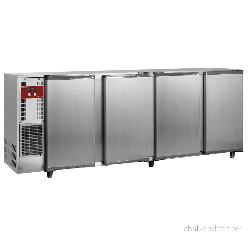 Back Bar Cooler, rostfritt stål, 4 dörrar, 783 liter