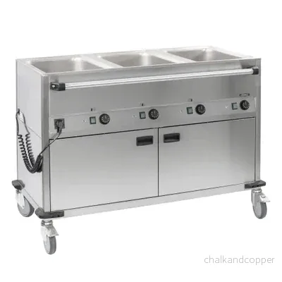 Bain-Marie – Vagn med hjul – Med Värmare – 3 X GN 1/1