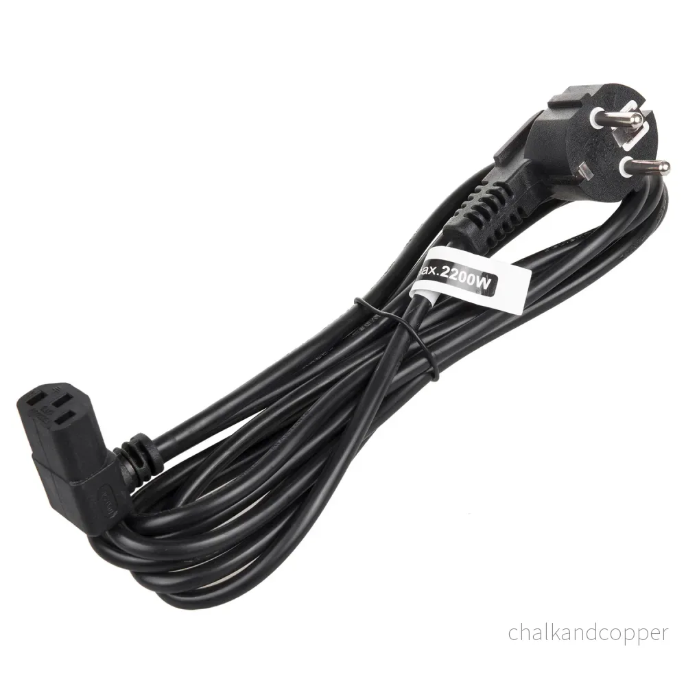 Maclean MCTV-854 IEC-Kabel Strömkabel 3-Stifts Skyddskontakt Till IEC-Kontakt 90 Graders Vinklad Strömkabel Nedåt Svart (3 Meter) - Bild 2