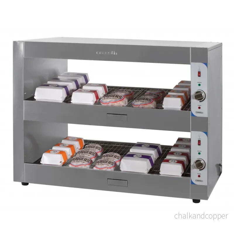 Varm-display – hamburgare – rostfritt stål – 2 x 120 cm Varm-display – hamburgare – rostfritt stål – 2 x 120 cm