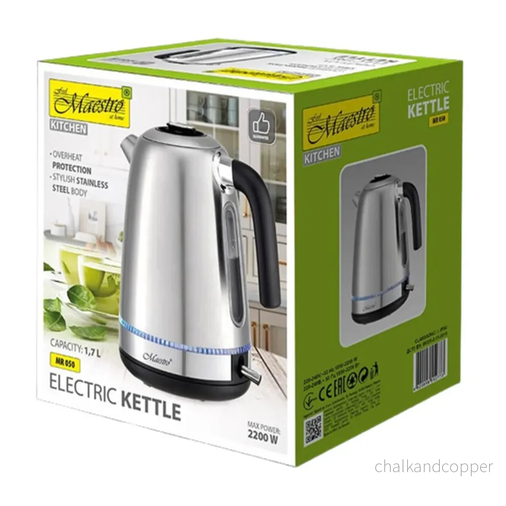 Maestro MR-050 Vattenkokare 1,7L 2200W Sladdlös 360° Bas Automatisk Avstängning Överhettningsskydd Belysning - Bild 3