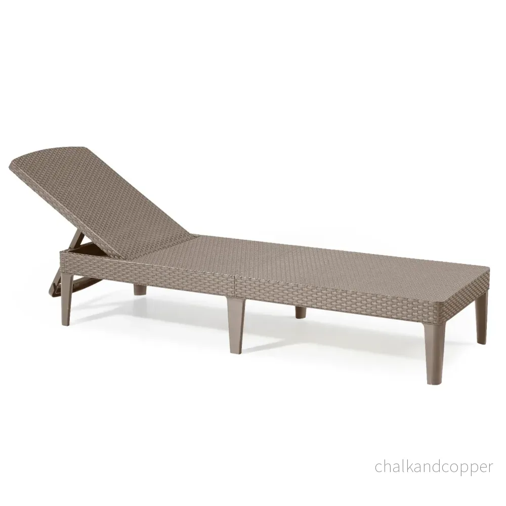 Justerbar trädgårdssolstol Jaipur Sun Lounger i färgen cappuccino + kudde till Jaipur-solstolen, färg mörkgrå, tyg S-500, storlek 190x60 cm - Bild 3