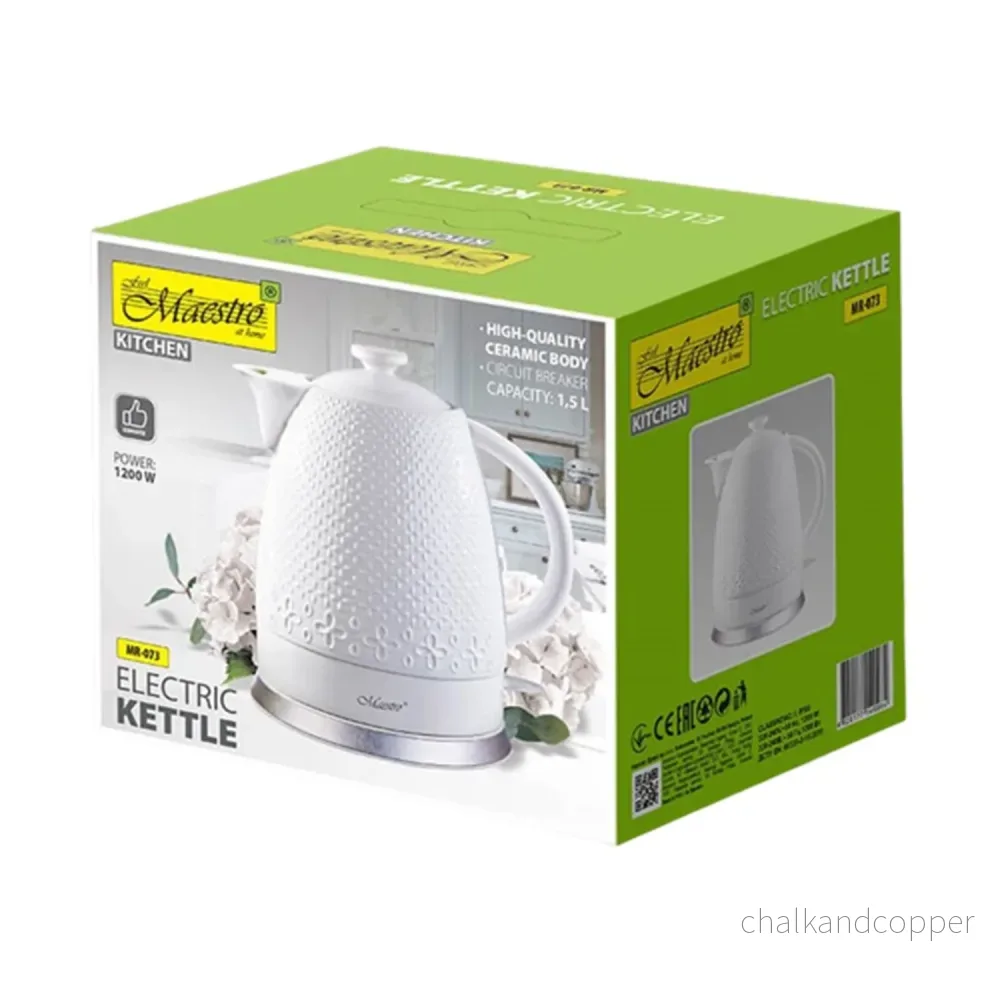 Maestro MR-073 Keramisk Vattenkokare 1,5L Vit 1200W - Bild 2