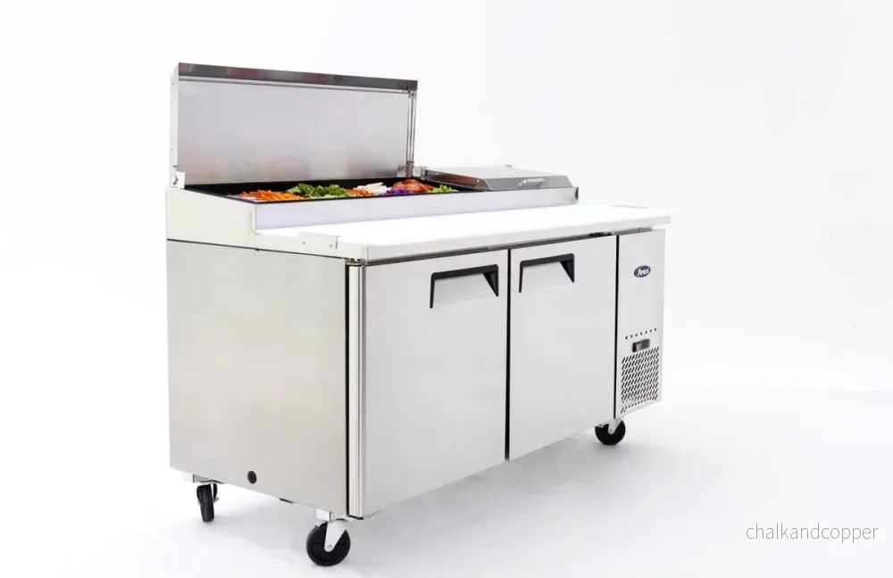 Beredningsbänk – 2 dörrar – Inkl. 6 x 1/3 GN-behållare / lock 100 mm djupa