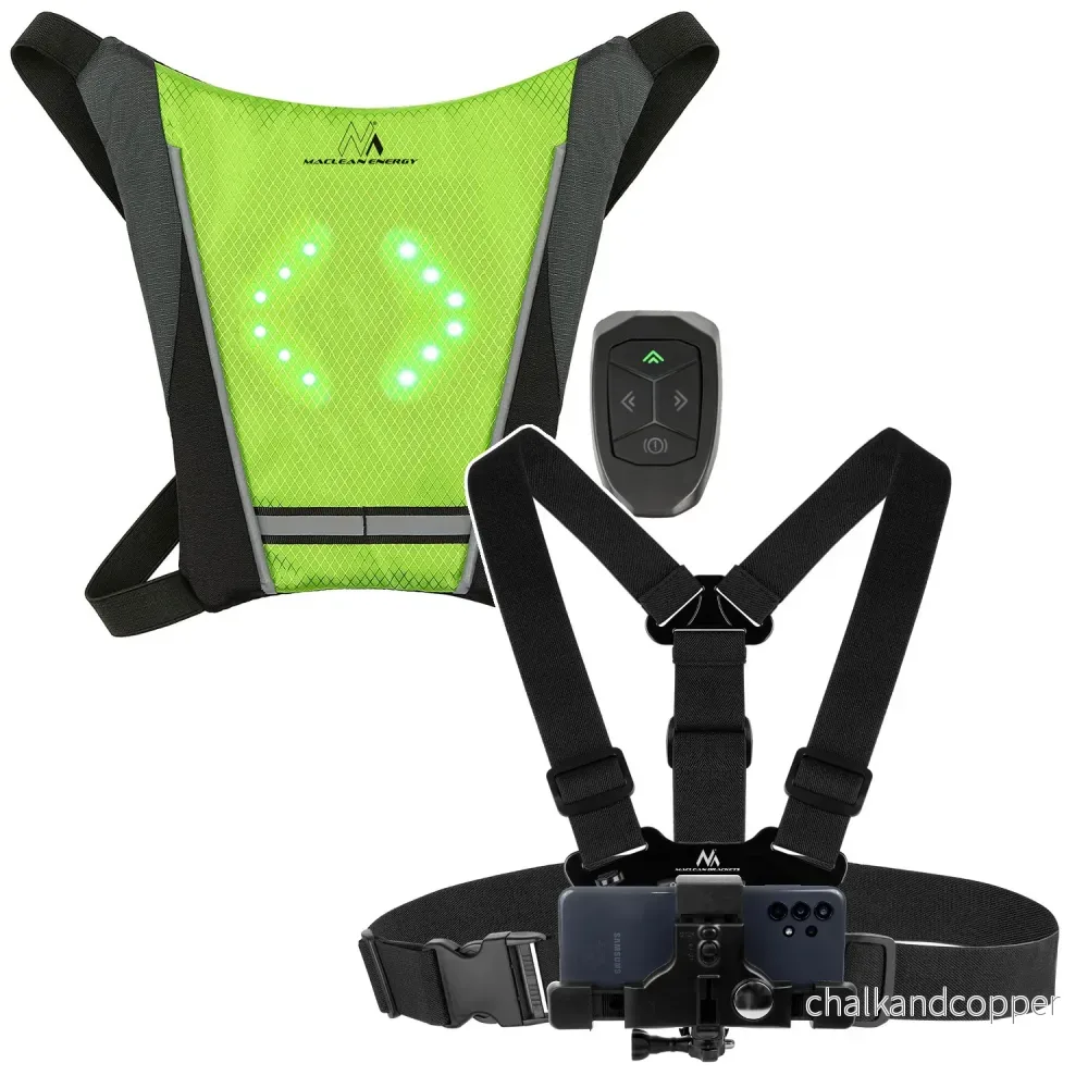 Ryggsäck med LED-signal, med fjärrkontroll, vattentålighet: fjärrkontroll IPx5, ryggsäck IPX2 + sportremmar för telefon Maclean MC-445