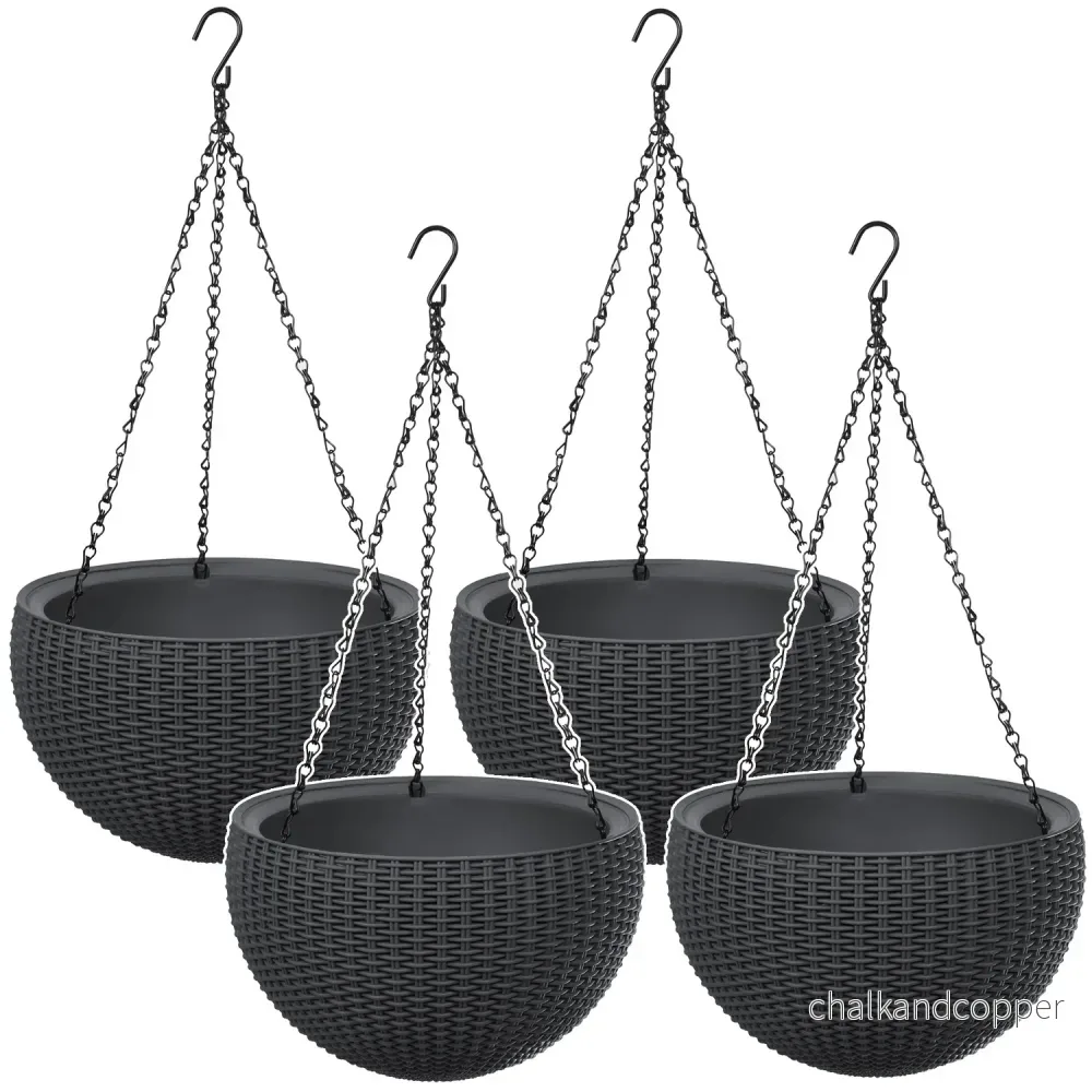 Hängande blomkruka Keter Sphere Planter, färg antracit, 4 st