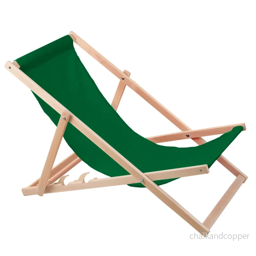 Woodok 2-Sits Solstolsset Av Bokträ Solstol För Självmontering Solstol Trädgårdssäng För Strand Trädgård Balkong Och Terrass Hopfällbar Solstol Upp Till 120 kg Grönt - Bild 3