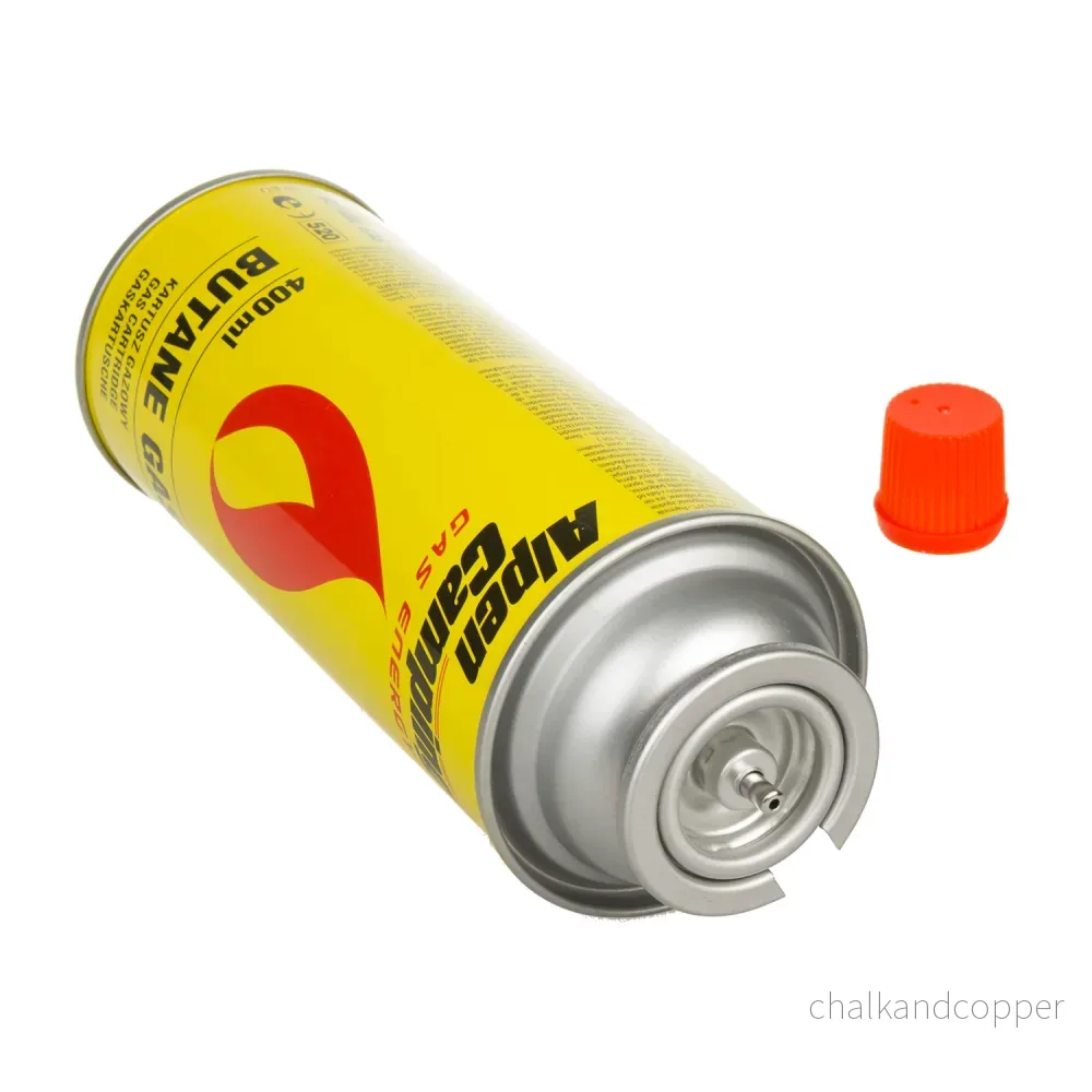 Gaspatron 400ml Alpen Camping. Certifikat: Pi 0875, överensstämmer med EN417, isobutan, driftområde -10°C till + 40°C, IK004, 3 st. - Bild 3