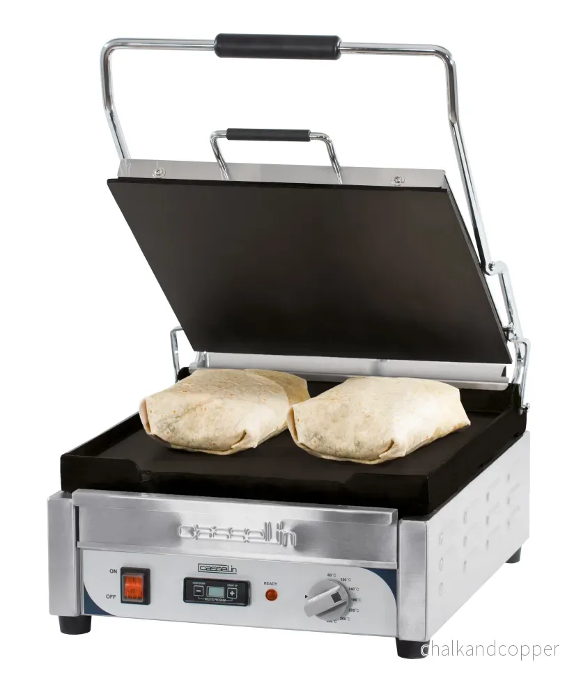 Kontaktgrill premium slät - slät med timer - XL