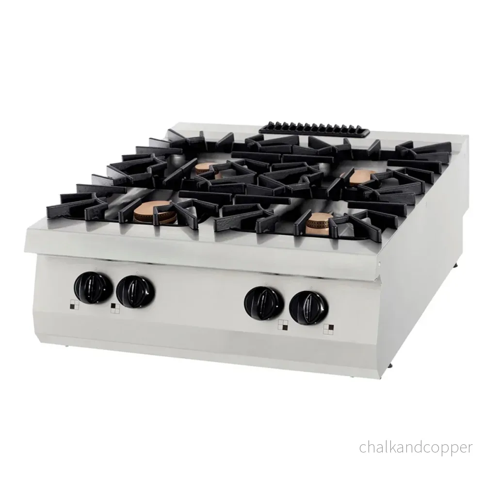 Premium spis - 4 brännare - Dubbel enhet - 90 cm djup - Gas