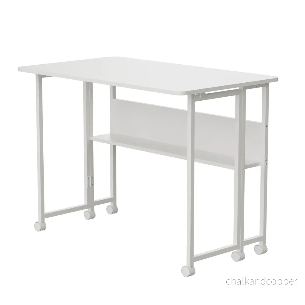 Maclean fällbart bord skrivbord, vit, mobil, skiva 100x58cm, max. 50kg, MC-126 W - Bild 2