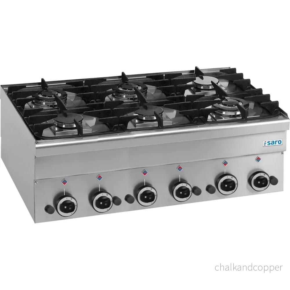 SARO gasspis, 6 brännare, 600 Line bordsmodell G6S6 SARO gasspis, 6 brännare, 600 Line bordsmodell G6S6