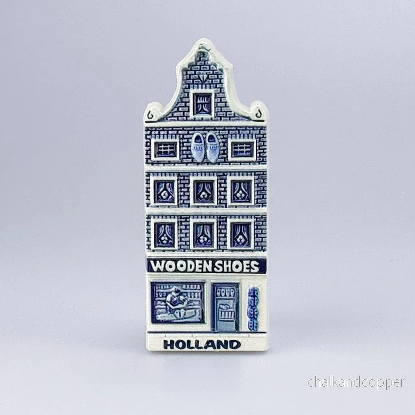Magnet med Delfts Blauw Kanalhus – Wooden Shoes Butik
