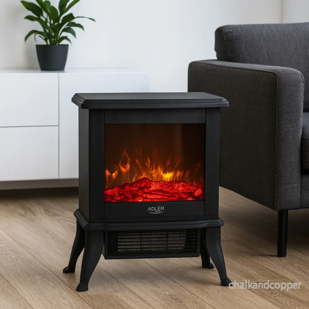 Adler elektrisk öppen spis, 2 värmenivåer, maxeffekt 1800W, termostat, 3D-lågeffekt, AD 7754 - Bild 3