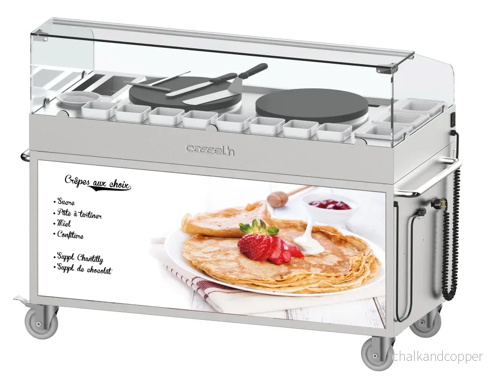 Dubbel elektrisk crepe maker vagn 40 – inbyggd Dubbel elektrisk crepe maker vagn 40 – inbyggd