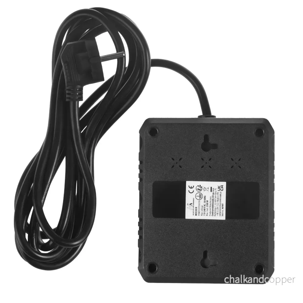 Maclean grenuttag, förlängningskabel 2 uttag + 3xUSB, 110-240V AC 50/60Hz, 2,1A max 2500W, 3 m, svart, MCE388 B - Bild 3
