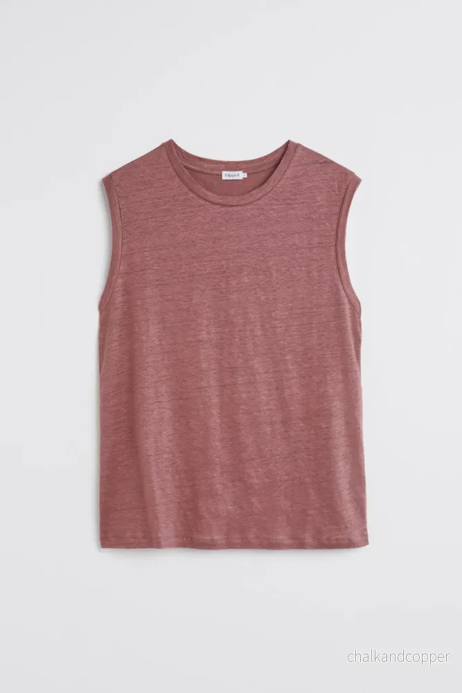 Linen Muscle Tank Faded Burgundy Filippa K