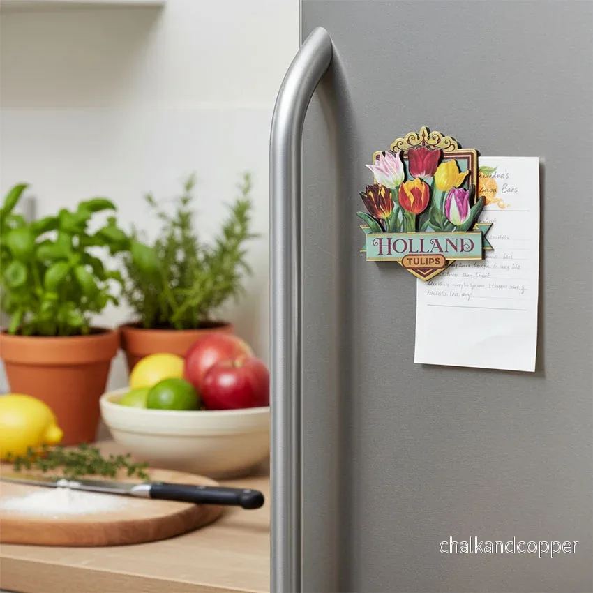 Pretty Tulips Magnet Grön – Exklusiv Tulpan Design i MDF - Bild 2
