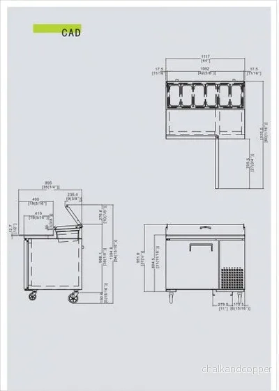 Beredningsbänk - 1 dörr - Inklusive 6 x 1/3 GN-behållare, 100 mm djupa - Bild 2