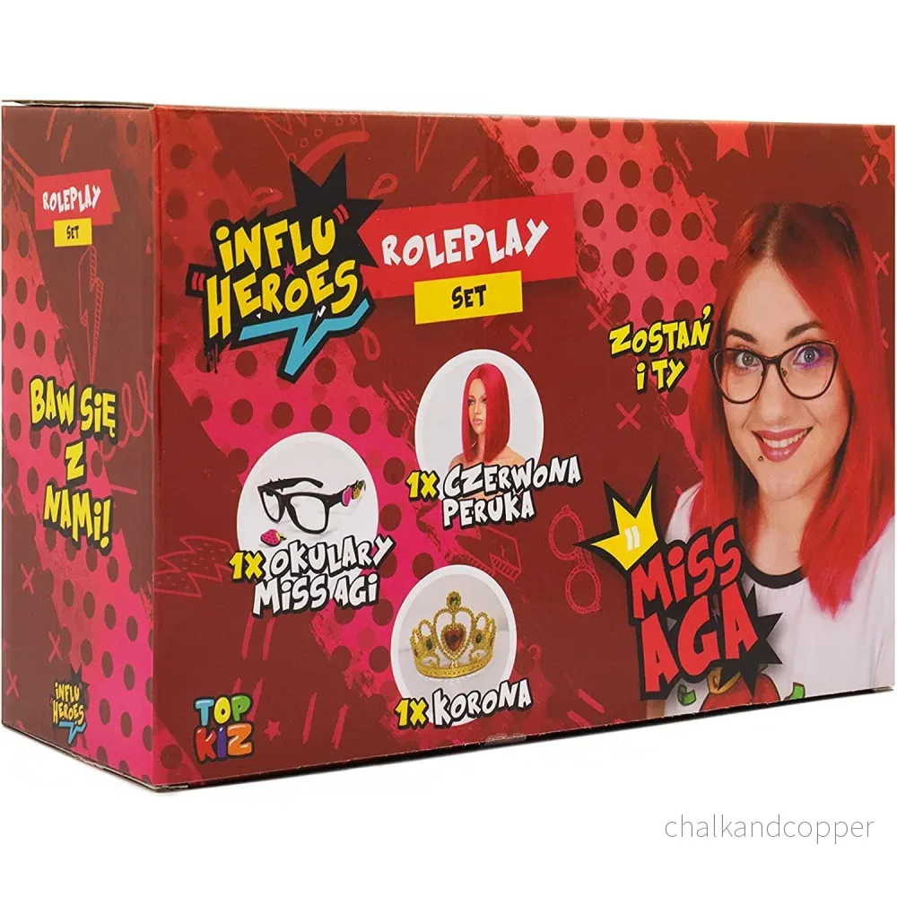 Influ Heroes Miss Aga Klä Upp Sats Peruk Krona Glasögon