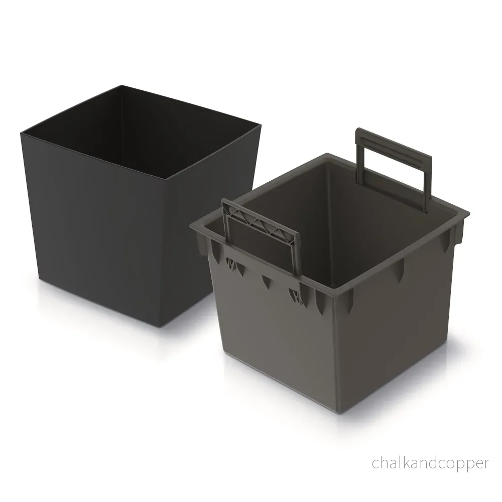 Prosperplast 2in1 Blomkruka Med Inre kruka Planter Örtkruka Plast Kvadrat 29,5 cm x 29,5 cm x 29 cm (Antracit) - Bild 2
