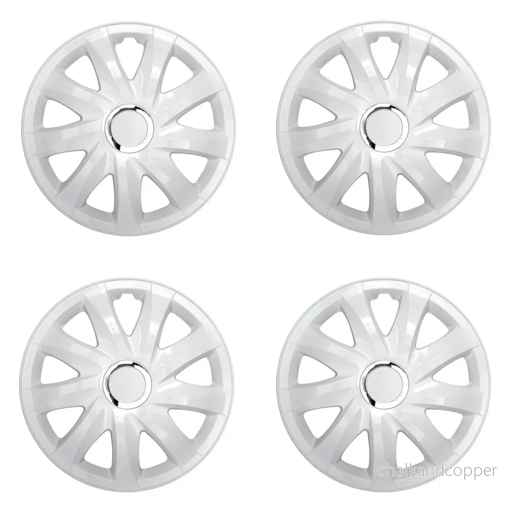 Universal navkapslar 16" NRM DRIFT vit lack press-on 4 st - Bild 2