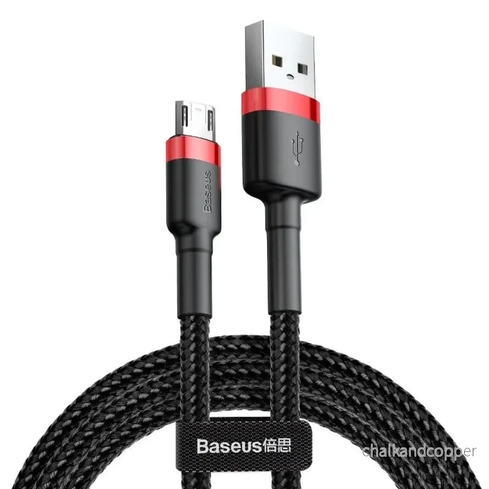 USB/MicroUSB-kabel 2,0 m QC3.0 2.4A (CAMKLF-C91) i nylonflätning