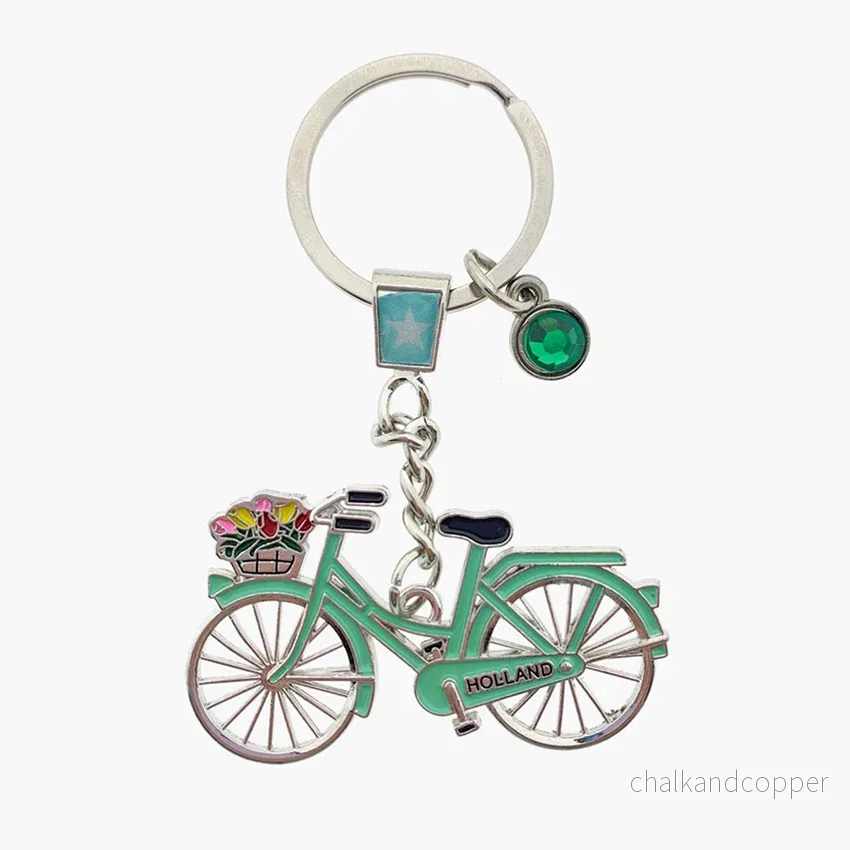 Nyckelring med Pastellgrön Cykel & Hollandmotiv