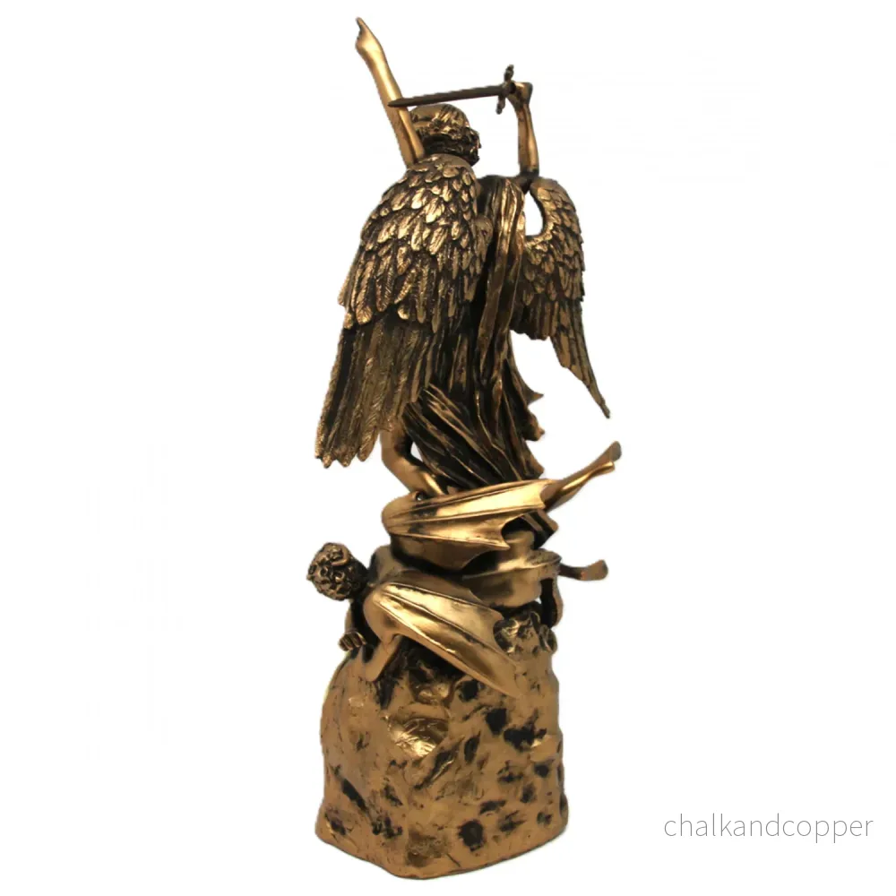 Ärkeängeln Mikael figurin, klocka, religiös skulptur i brons, drottning Isabel - Bild 3