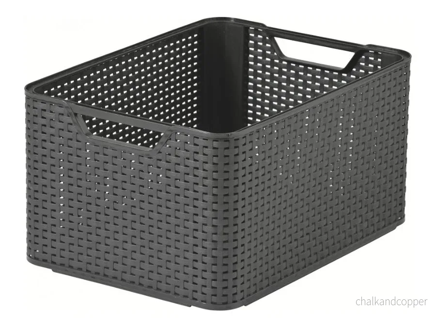 Curver korg, flerfunktionell, med lock, grå, Rattan Style L - Bild 3