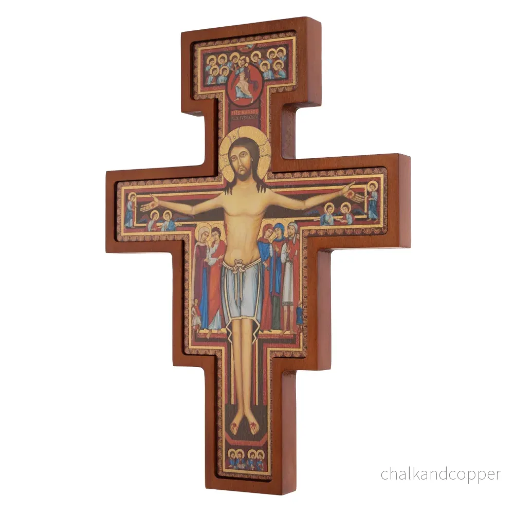 Träkors från San Damiano - Sankt Franciskus kors brun 14x10x1,8cm - Bild 2