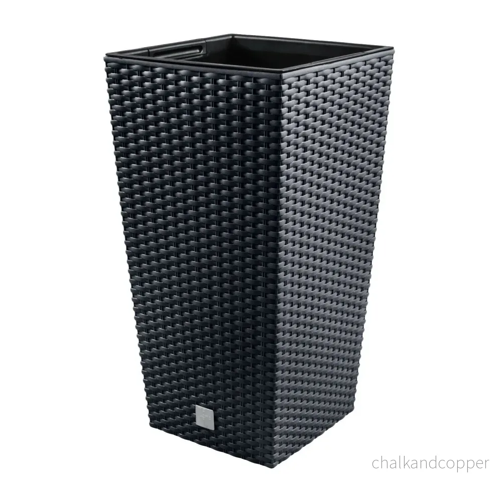 Hög kruka med tank, naturlig rottingeffekt Prosperplast Rato Square DRTS170-S433 - antracit