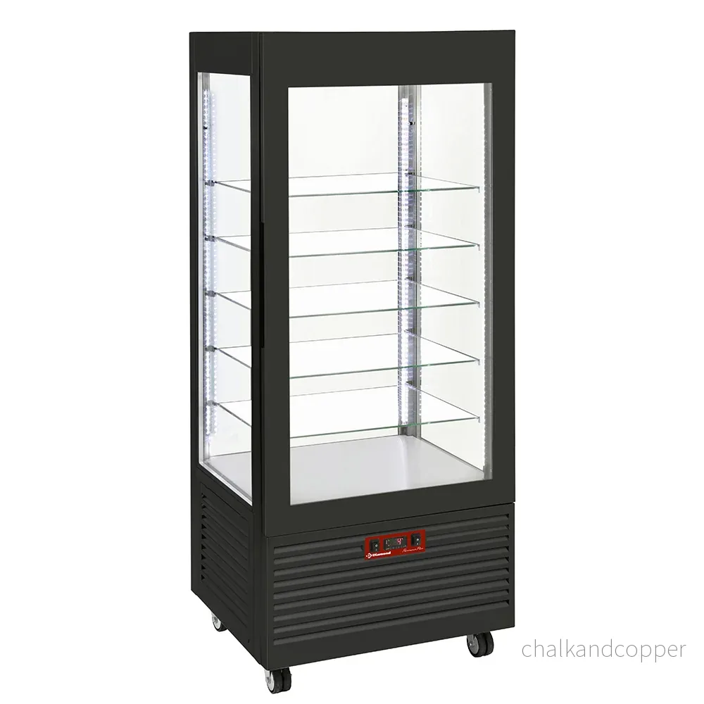 Display 4 sidor T° positiv, 5 glashyllor, ventilerad, 480 Lit, SVART Display 4 sidor T° positiv, 5 glashyllor, ventilerad, 480 Lit, SVART