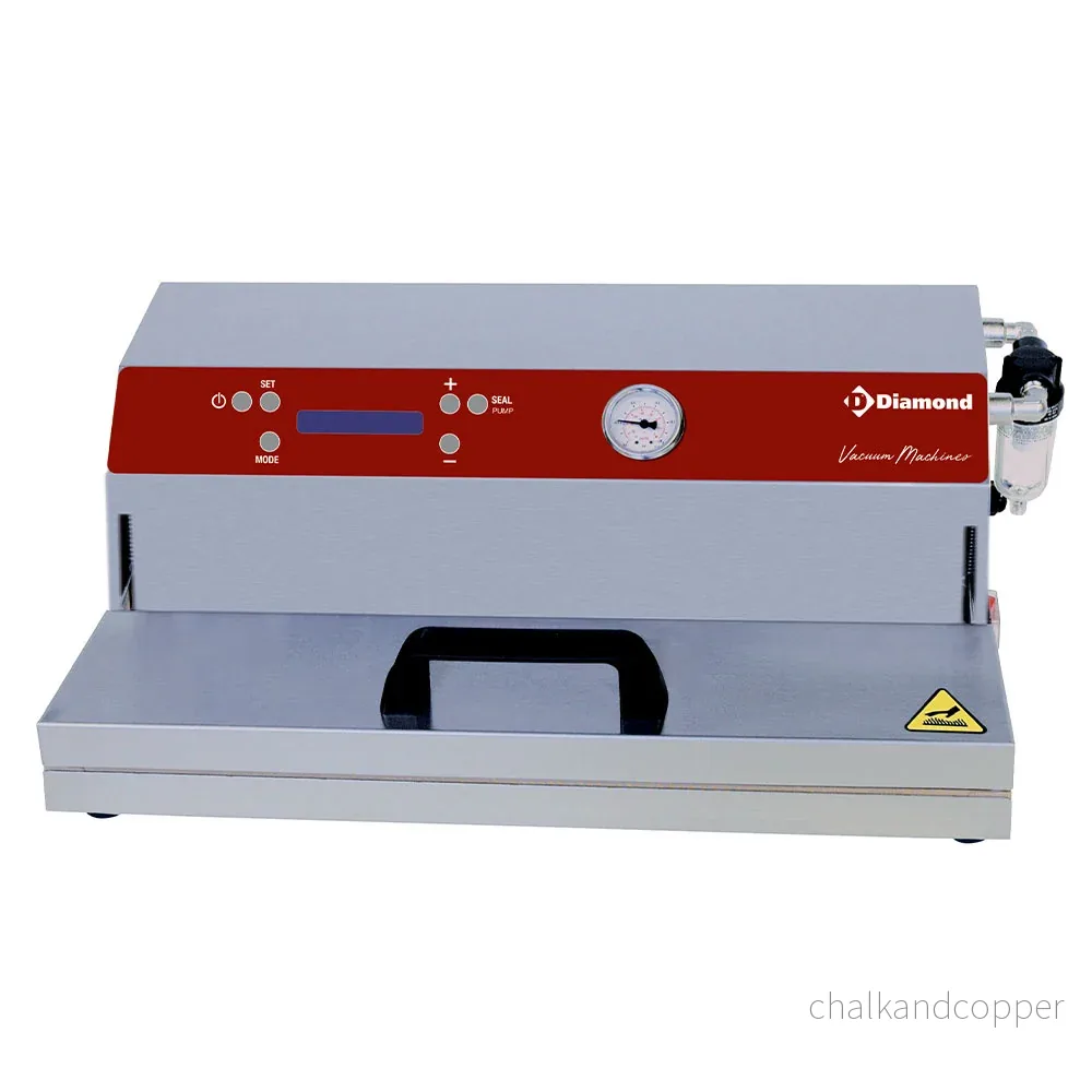 Rostfritt stål under vakuummaskin, pump 32 l./min, svetsning 430 mm (dubbelsvetsning)