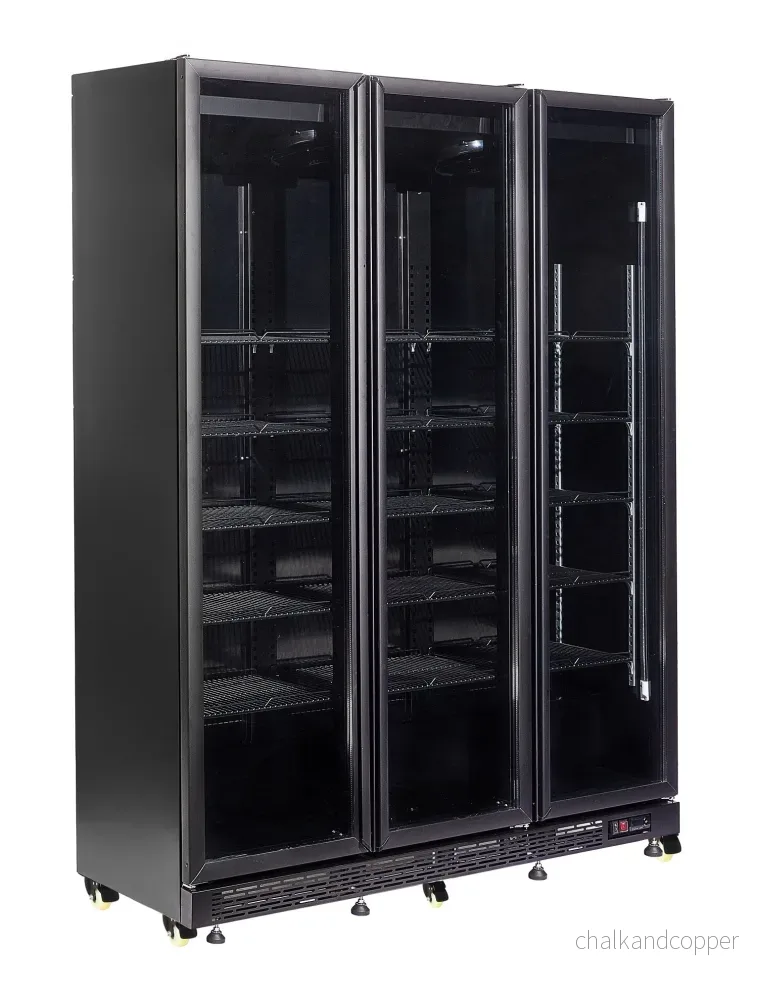 KYLSKÅP 3 GLASDÖRRAR BLACK NAP-1200 HT - MED DÖRRVÄRMNING