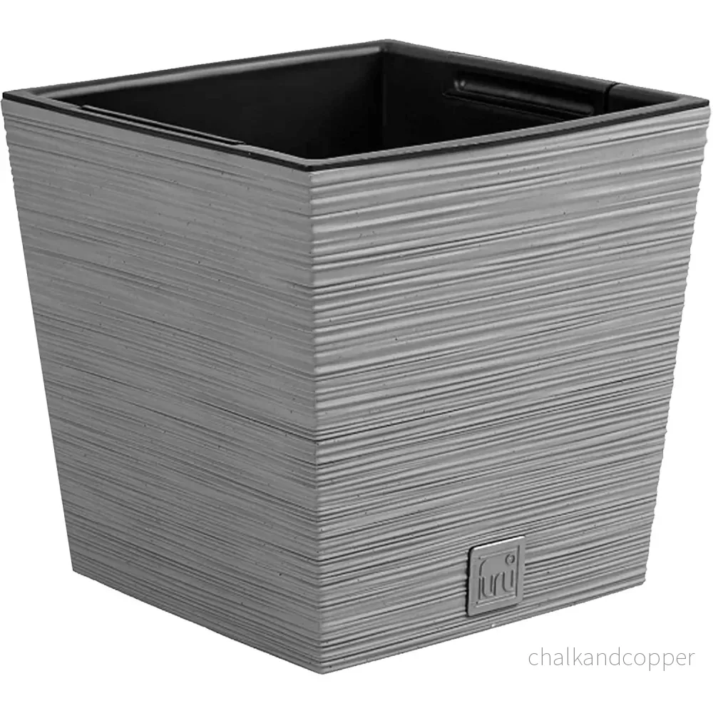Prosperplast Furu Square Low Blomkruka Med Insats 24 x 24 x 23,5 cm Kapacitet 7,5L (Grå)