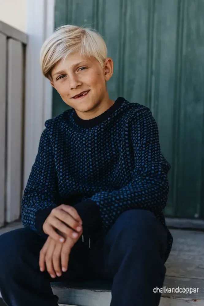 Vallerö Stickad Tröja Barn marinblå - Bild 2