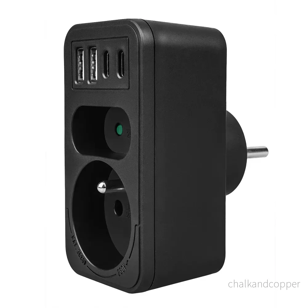 Maclean strömuttag x2 + 4xUSB, splitter med 2 uttag, 2xUSB A, 2xUSB C PD 20W, 1x16A + 1x6A, MCE249 F/B, 3 st - Bild 3