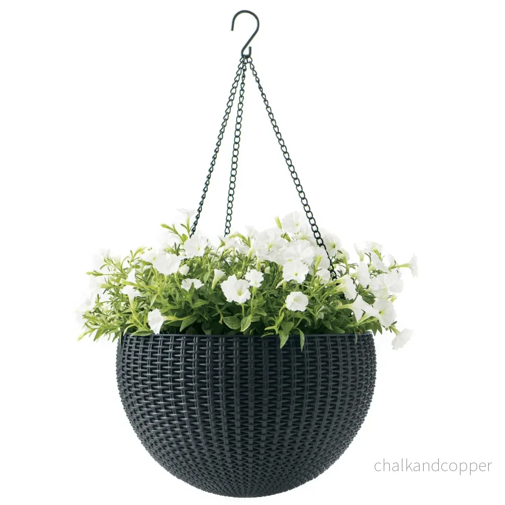Hängande blomkruka Keter Sphere Planter, färg antracit, 2 st - Bild 2