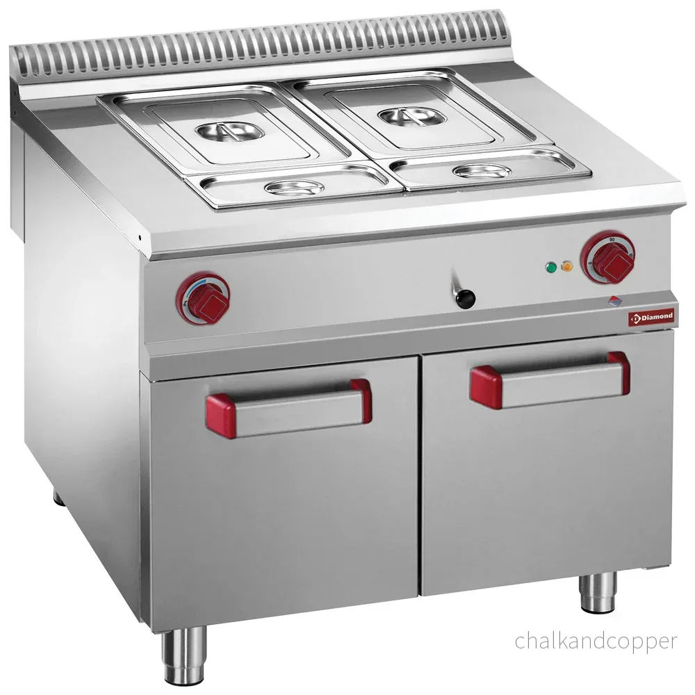 Elbain marie 8x GN 1/3-150 mm, öppet skåp