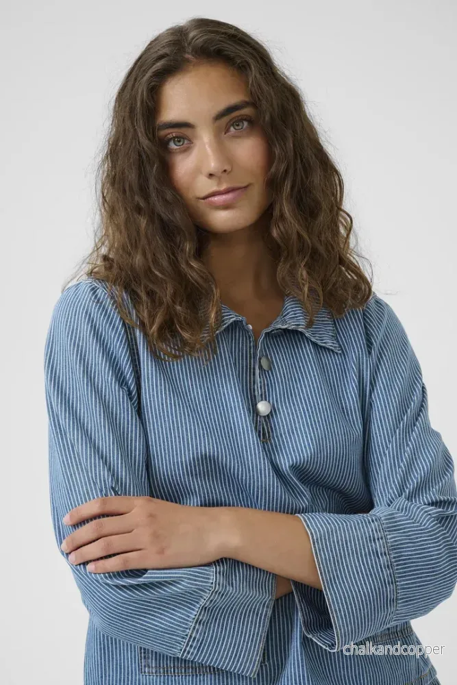 Ayna Shirtjacket Blue/White Stripe Culture