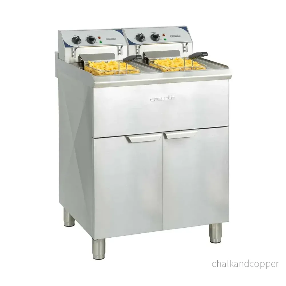 Fritös – 2 x 10 liter – 2×9 kW – Med underskåp Fritös – 2 x 10 liter – 2×9 kW – Med underskåp