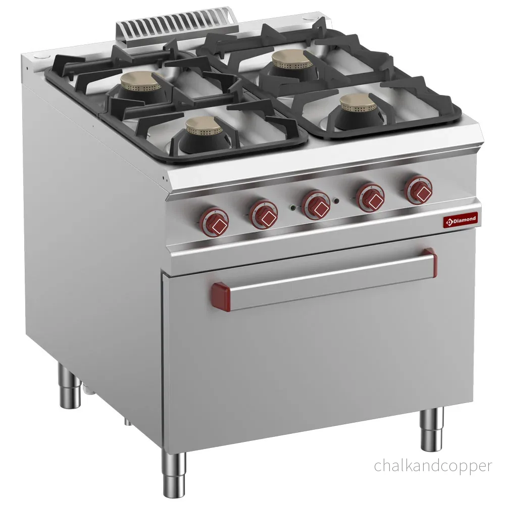 Spis 4 gasbrännare, elektrisk ugn GN 2/1 Spis 4 gasbrännare, elektrisk ugn GN 2/1