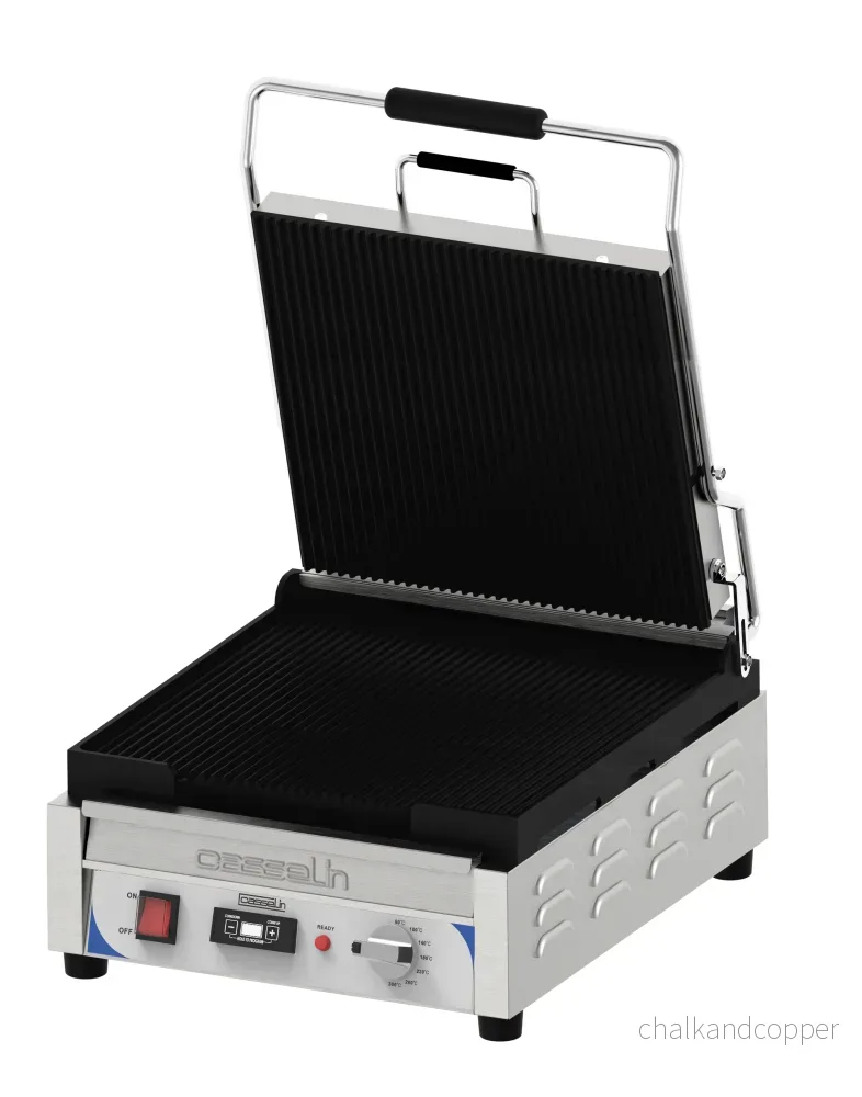 Kontaktgrill Premium räfflad - räfflad med timer - XL