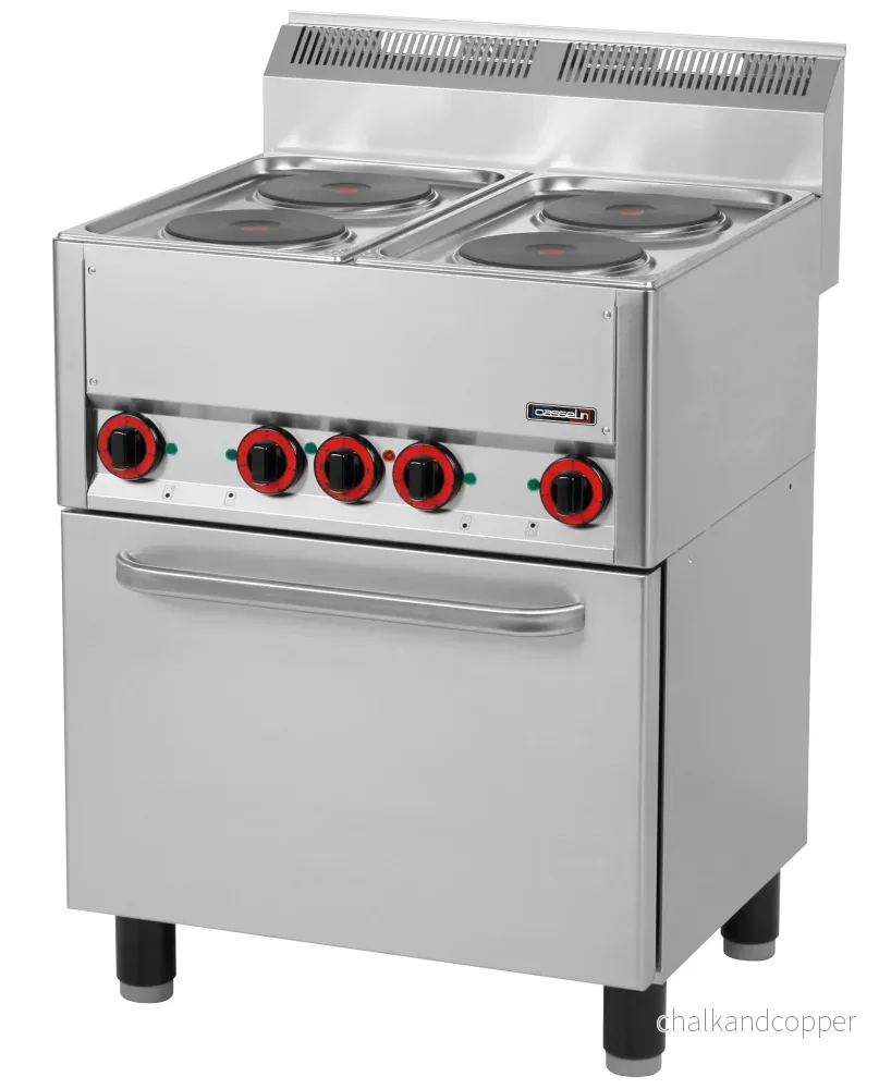 Elektrisk 4-lågig spis med ventilerad elektrisk ugn GN 1/1 66 Elektrisk 4-lågig spis med ventilerad elektrisk ugn GN 1/1 66